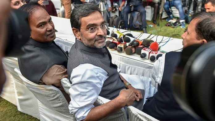 RLSP chief and Union minister of state for human resource development, Upendra Kushwaha during a press conference in New Delhi | Manvender Vashist/PTI