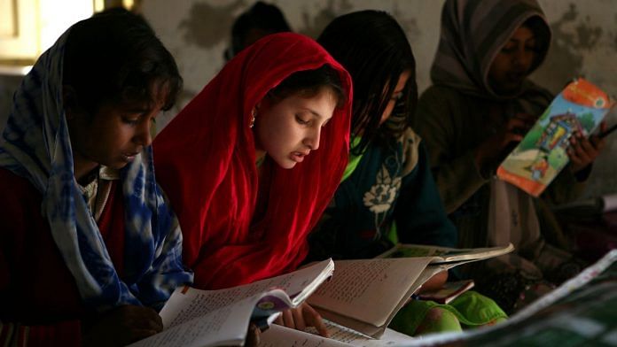 Girls studying in a school in Pakistan