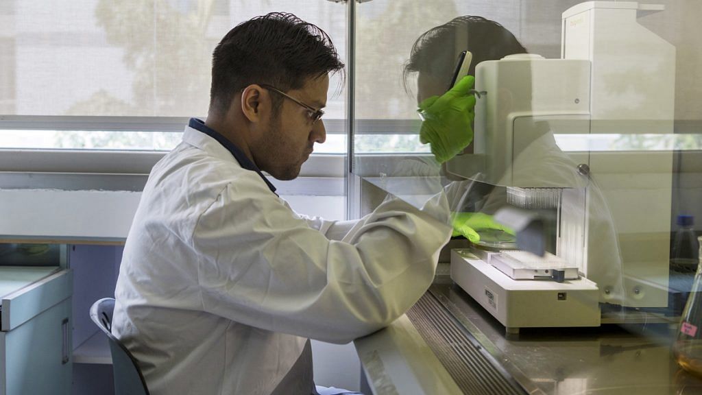 A scientist at work in a research lab in Bengaluru | Samyukta Lakshmi/Bloomberg
