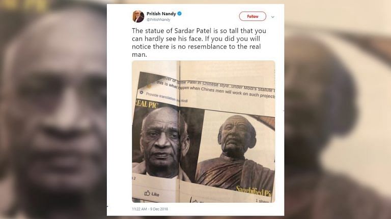 Pritish Nandy refuses to believe he mistook another Sardar Patel statue for Statue of Unity