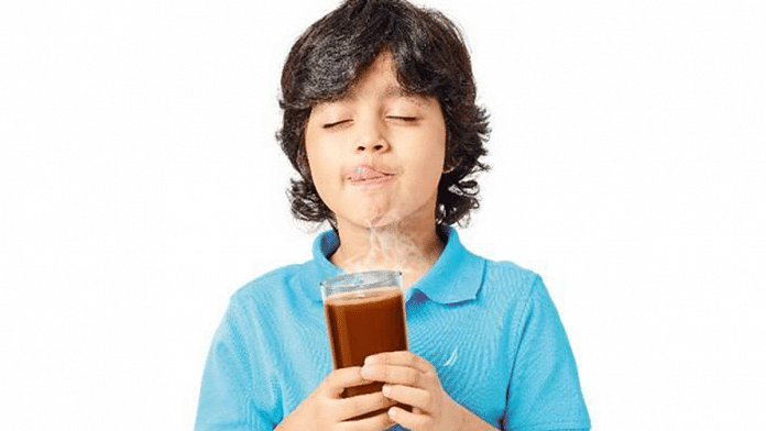 Child drinking Horlicks milk drink
