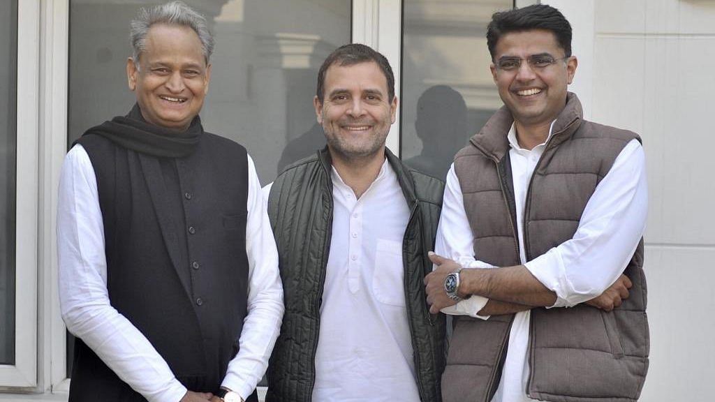 Congress chief Rahul Gandhi with Ashok Gehlot and Sachin Pilot