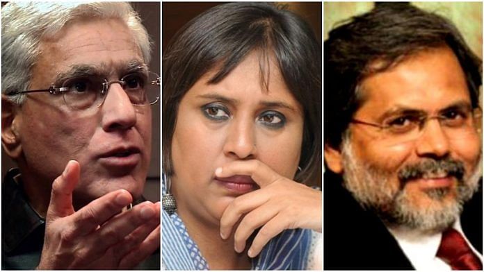 Karan Thapar, Barkha Dutt and Prasun Bajpai | ThePrint.in