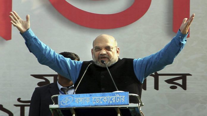 BJP National President Amit Shah addresses a rally in Malda