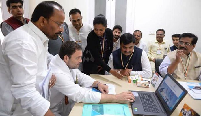 Rahul Gandhi interacts with other Congress leaders at a party office in Rajasthan | Laxman Meena/Facebook