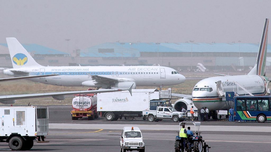 An Air Deccan Airbus plane in Indira Gandhi International Airport in New Delhi | Sondeep Shankar /Bloomberg News