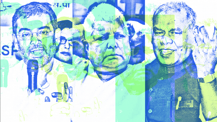 Upendra Kushwaha, Lalu Prasad Yadav and Jitan Ram Manjhi | ThePrint.in