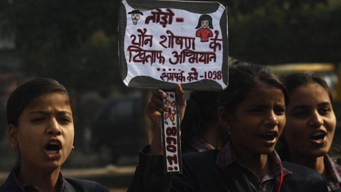School children during an awareness rally against sexual violence
