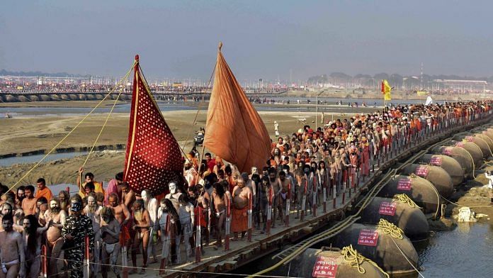 Naga Sadhus arrive at Sangam on Makar Sankranti during Kumbh Mela in Allahabad (Prayagraj) | PTI