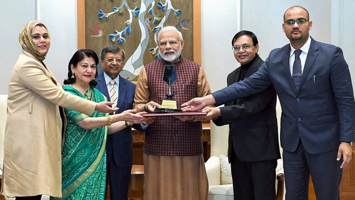 Prime Minister Narendra Modi with the Philip Kotler Presidential award in New Delhi | PTI