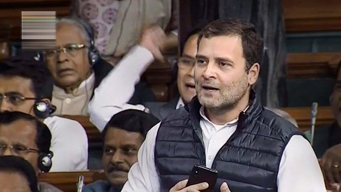 Congress president Rahul Gandhi during the discussion on Rafale issue at the Parliament | PTI