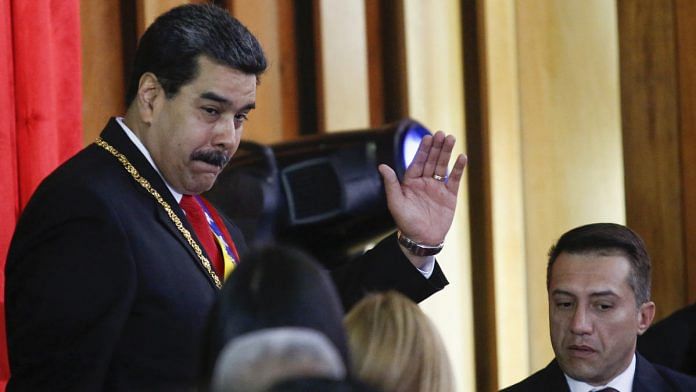 Nicolas Maduro, Venezuela's president, arrives for a judiciary event at the Supreme Court in Caracas, Venezuela