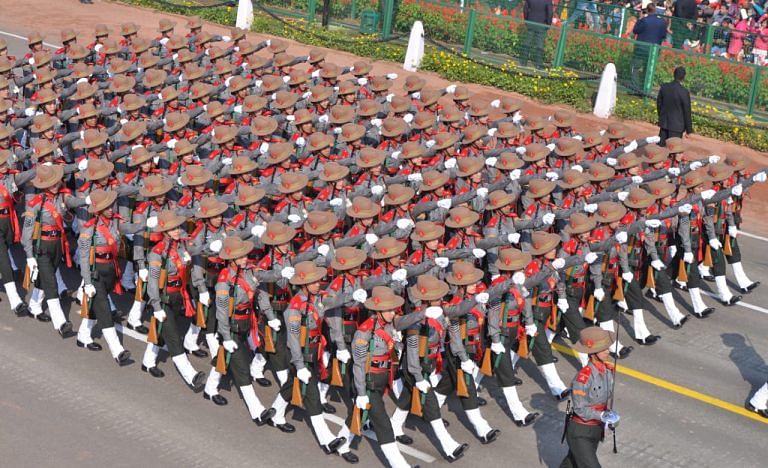 All-women Assam Rifles contingent march for the first time in Republic Day parade