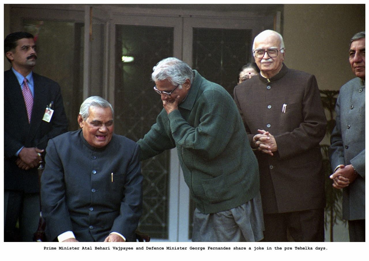 Late prime minister Atal Bihari Vajpayee with his defence minister George Fernandes and senior BJP leader L. K. Advani | Praveen Jain/ThePrint