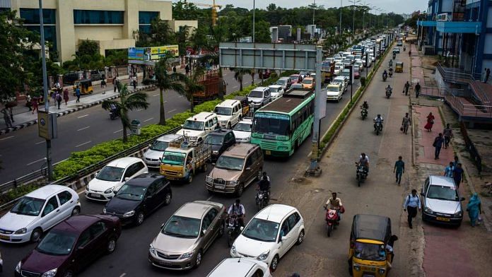 Traffic stands congested outside the Tidel Park information technology (IT) hub in Chennai (Representational image)
