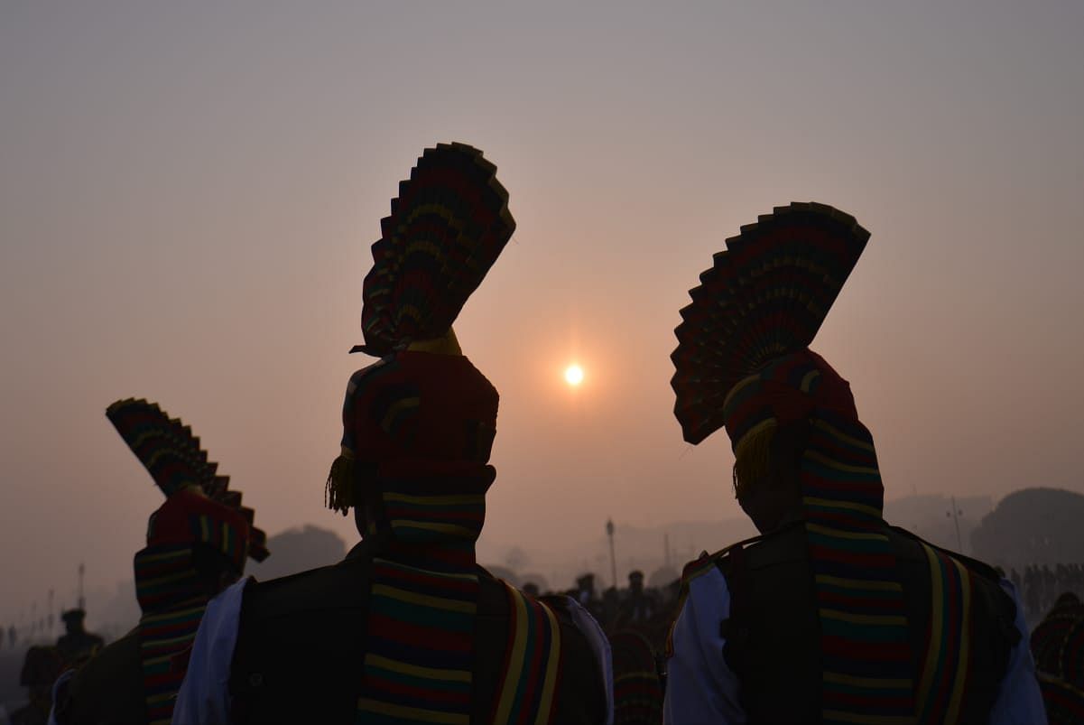The jawans practise as the sun rises above the horizon | Suraj Bhist/ThePrint