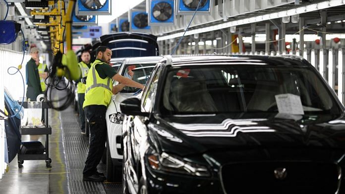 Vehicles moving to the next stage of production at the Jaguar Land Rover factory | ThePrint.in