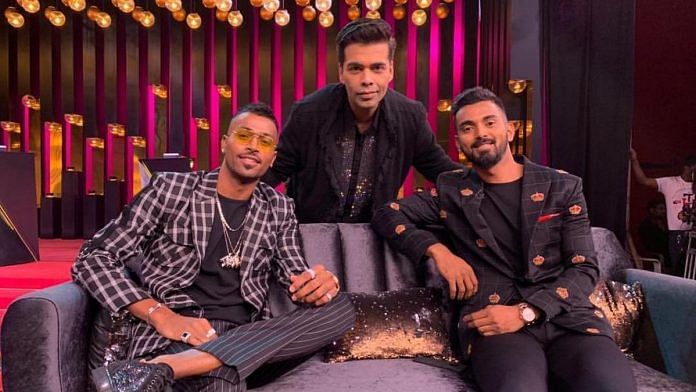 Hardik Pandya, Karan Johar and KL Rahul on 'Koffee with Karan' | @hardikpandya93 / Instagram