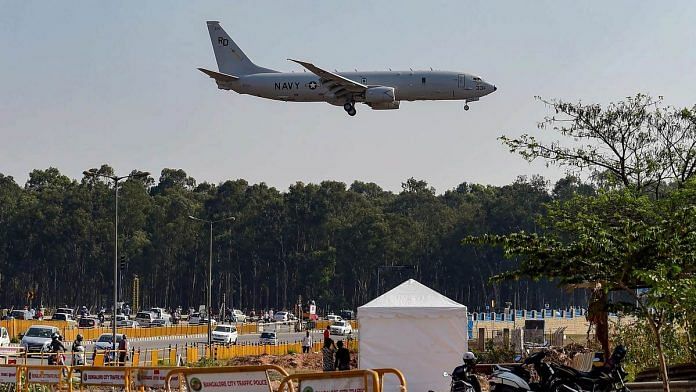 (Representational image) A navy aircraft during the 2019 edition of the Aero India at Yelahanka in Bengaluru | PTI file