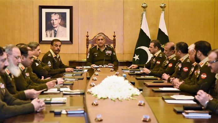 File photo of Chief of Army Staff, General Qamar Javed holding a meeting with army officials | @OfficialDGISPR/Twitter