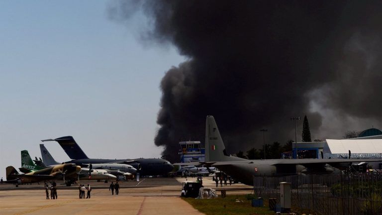150 cars gutted after major fire in parking bay at Aero India