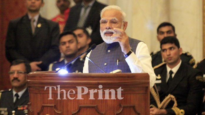 PM Narendra Modi at Gandhi Peace Prize award at Rashtrpati Bhawan in New Delhi | Praveen Jain/ThePrint