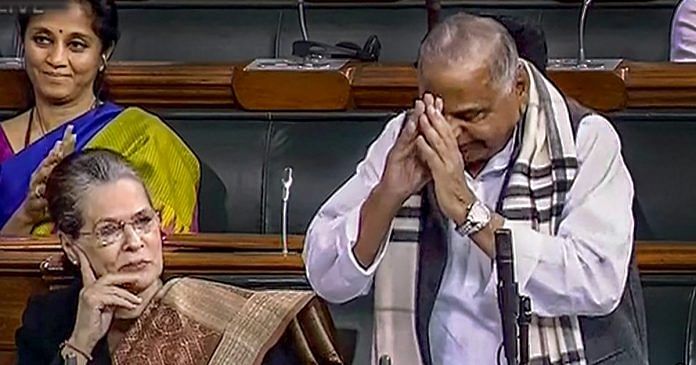 Samajwadi Party member Mulayam Singh Yadav gestures during his speech in Parliament, Wednesday | LSTV/PTI