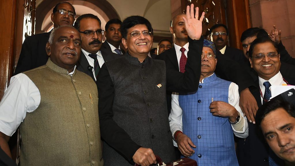Finance Minister Piyush Goyal arrives in the Parliament to present the interim Budget 2019-20 | PTI