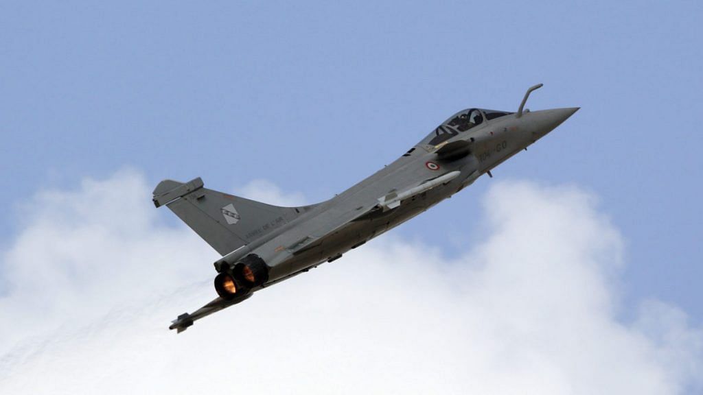 A Rafale fighter jet, manufactured by Dassault Aviation SA