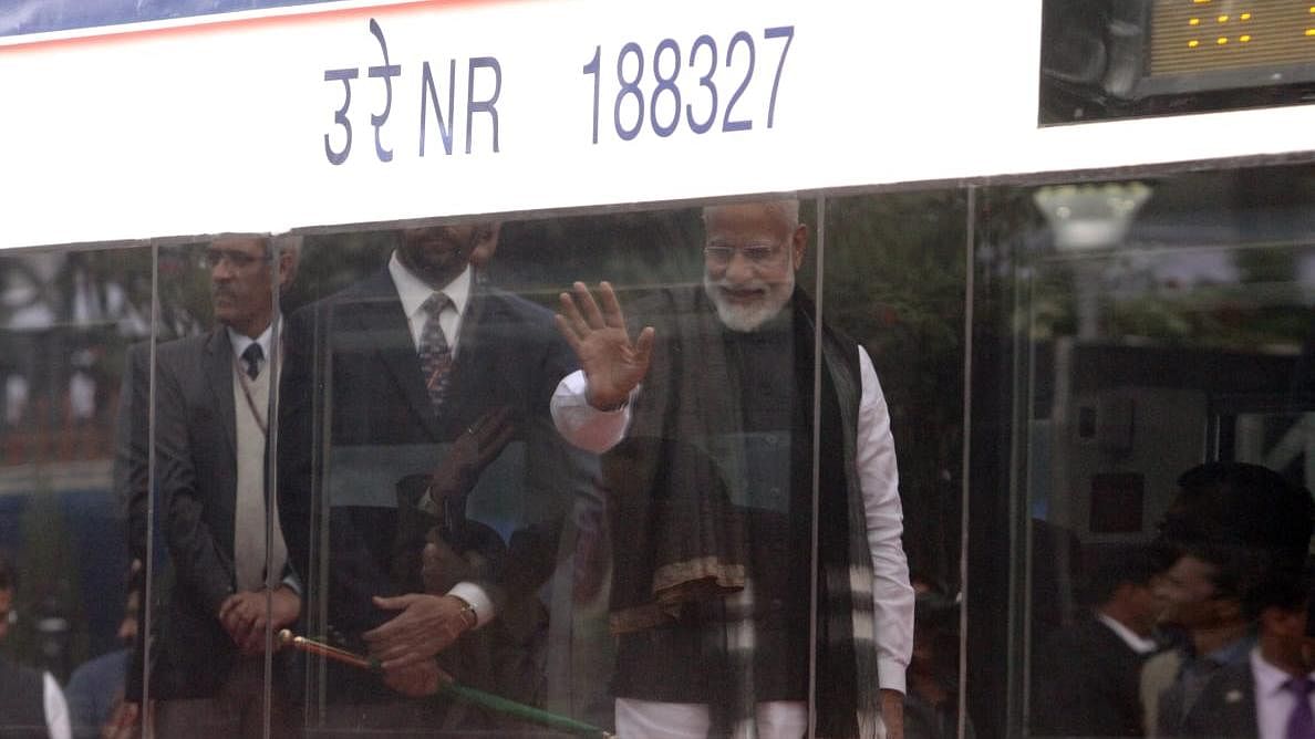 PM Narendra Modi at the inauguration of Train 18