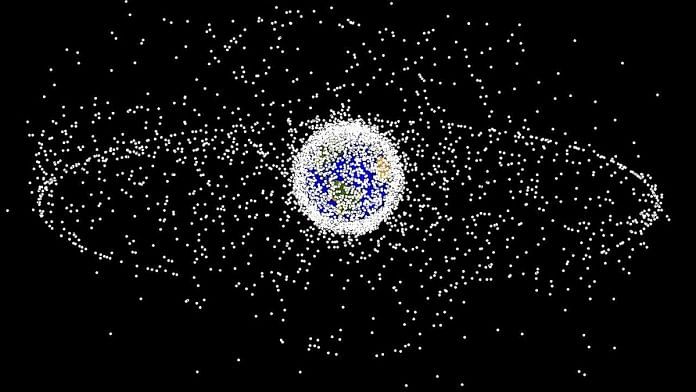 Computer-generated image of space debris