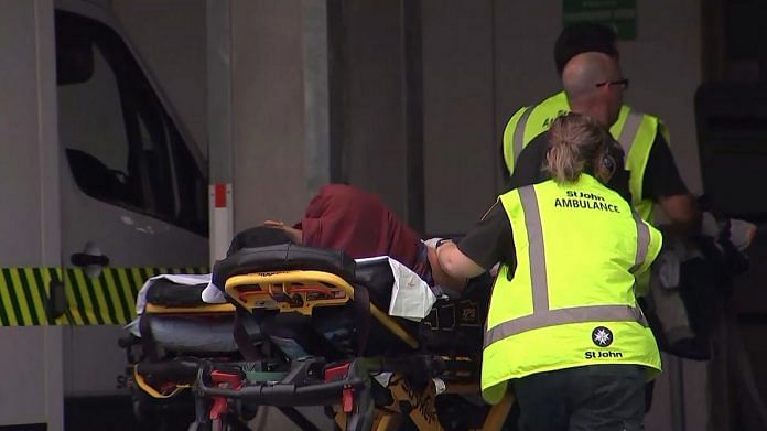 A victim arriving at a hospital following the mosque shooting in Christchurch | Tv New Zealand/AFP/Getty Images