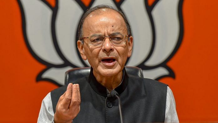Union Minister of Finance Arun Jaitley during a press conference