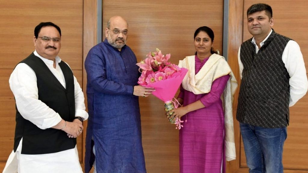 BJP president (left) with Apna Dal leader Anupriya Patel
