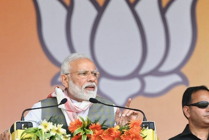 Prime Minister Narendra Modi at an election rally in Assam ahead of the 2019 general elections
