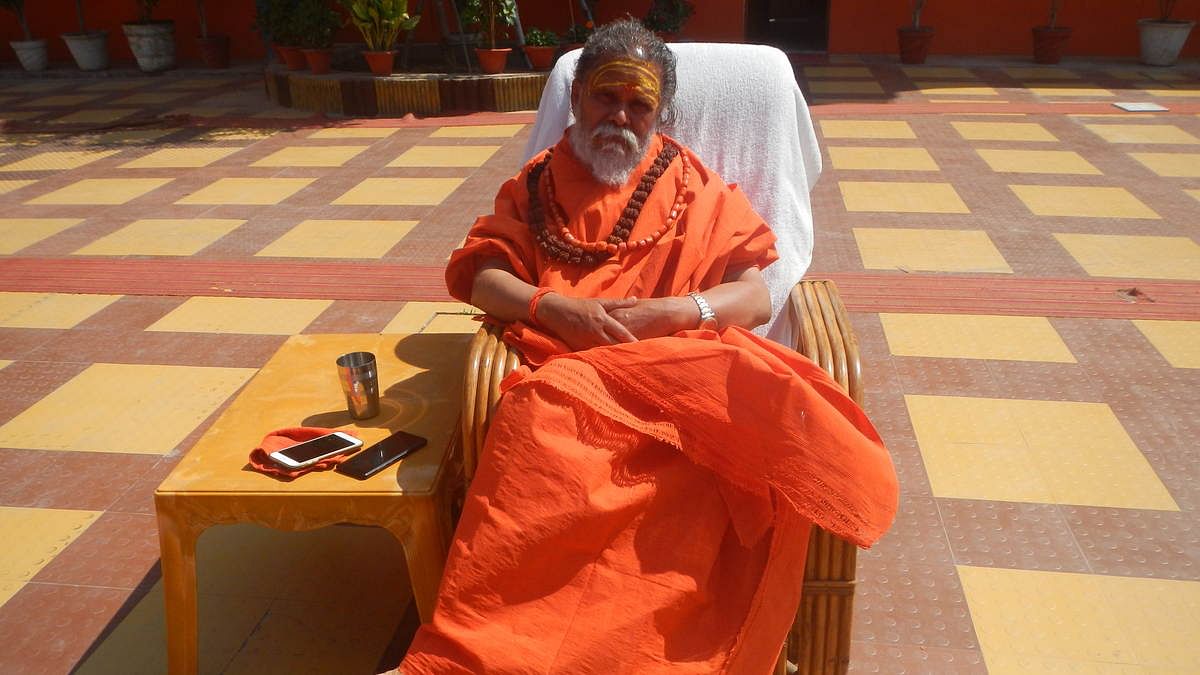 Narendra Giri, President of the Akhil Bharatiya Akhara Parishad at his ashram in Prayagraj