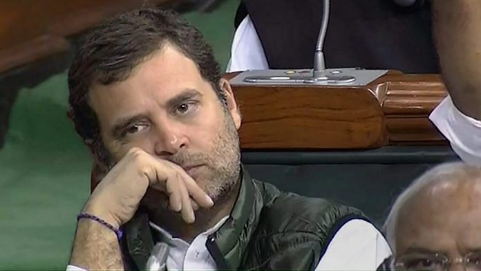 File photo of Congress president Rahul Gandhi in Parliament | PTI