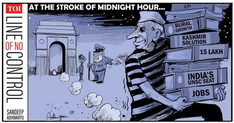 Jawaharlal Nehru’s midnight strike, and voters keep a close watch on chowkidar