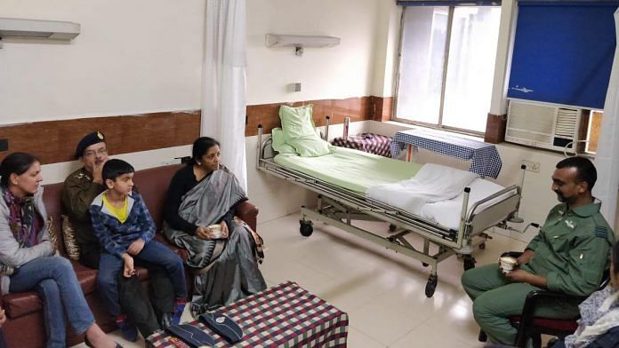 Nirmala Sitharaman met Wing Commander Abhinandan at a IAF medical facility