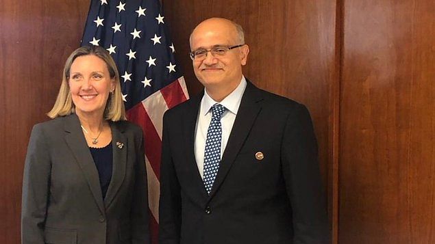 L-R: Under Secretary of State for Arms Control and International Security Affairs Andrea Thompson, Foreign Secretary Vijay Gokhale | @IndianEmbassyUS/Twitter