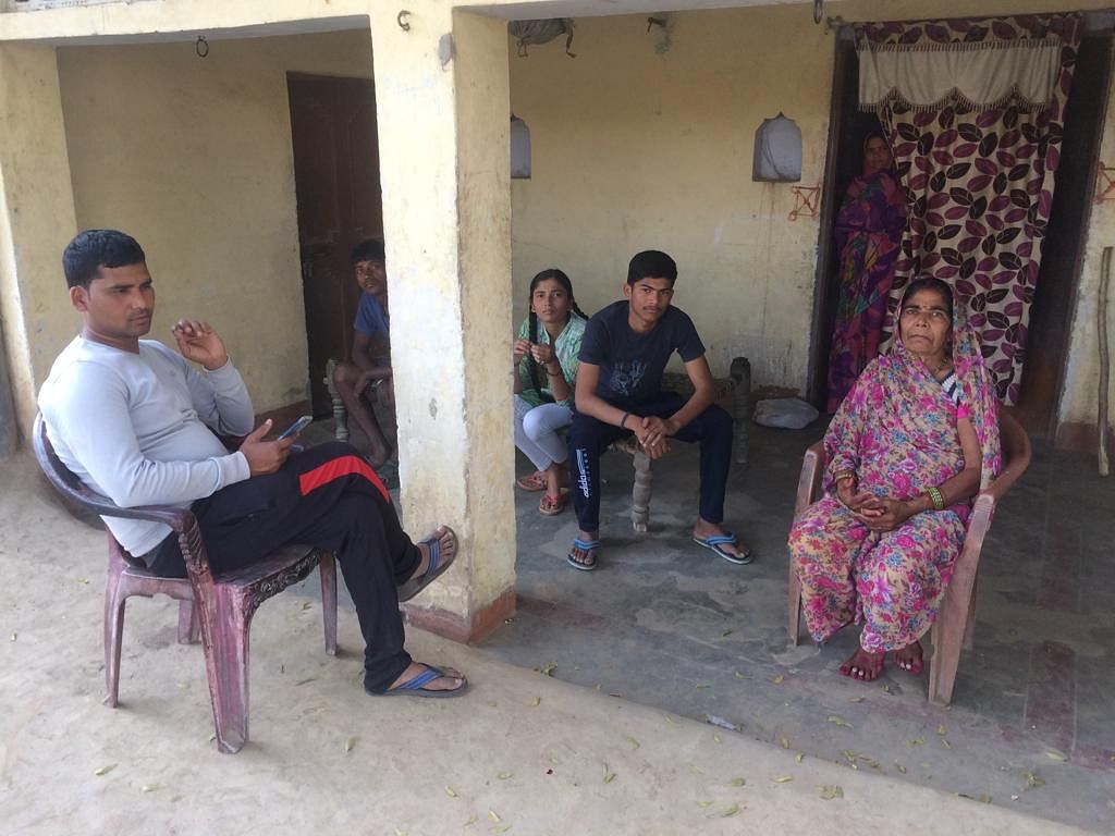 Vipin Kumar (far left) with his family in Sarah Shahzadi village, Lucknow district | Aditi Vatsa/ThePrint
