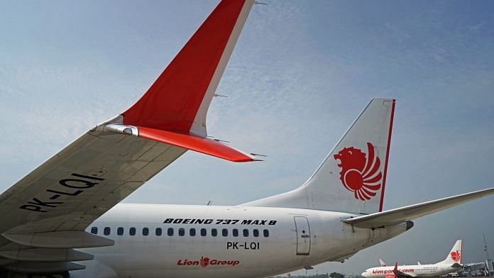 A grounded Lion Air Boeing Co. 737 Max 8 aircraft sits at Soekarno-Hatta International Airport Indonesia