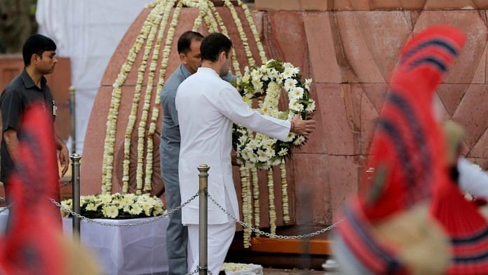 Congress president Rahul Gandhi lays a wreath at the Jallianwala Bagh memorial on the occasion of the 100th anniversary of the Jallianwala Bagh massacre