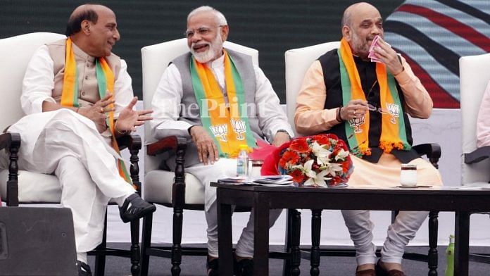 File Photo | Rajnath Singh, Narendra Modi and Amit Shah in New Delhi | Praveen Jain | ThePrint