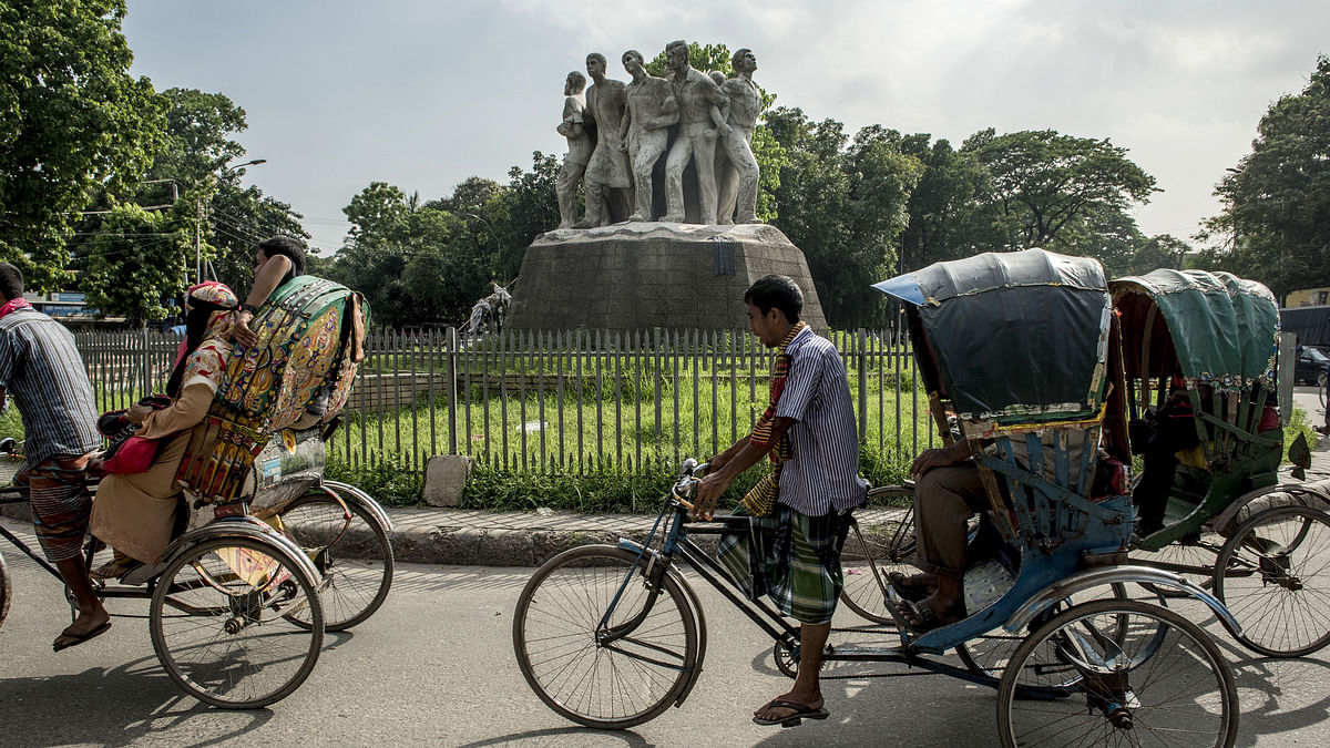 The Anti Terrorism Raju Memorial Sculpture at the TSC circle of the University of Dhaka | Ismail Ferdous/Bloomberg