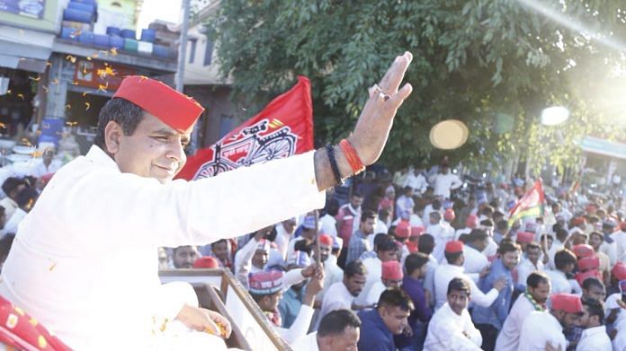 MP Dharmendra Yadav in an election rally Badaun.
