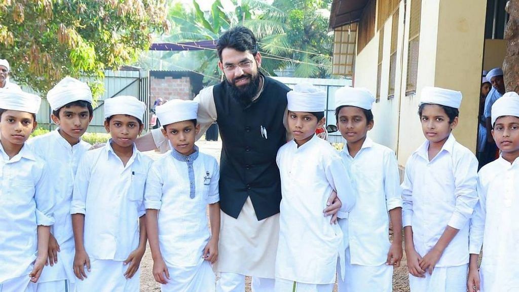 Shahid Raza Khan with students from his madrasa in Bihar