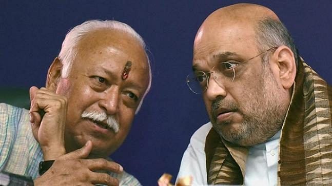 RSS chief Mohan Bhagwat with Home Minister Amit Shah | PTI