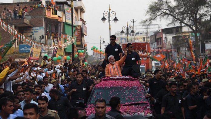 PM Modi's roadshow in Varanasi, Thursday
