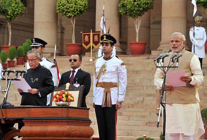 Narendra Modi being sworn in as Prime Minister in 2014